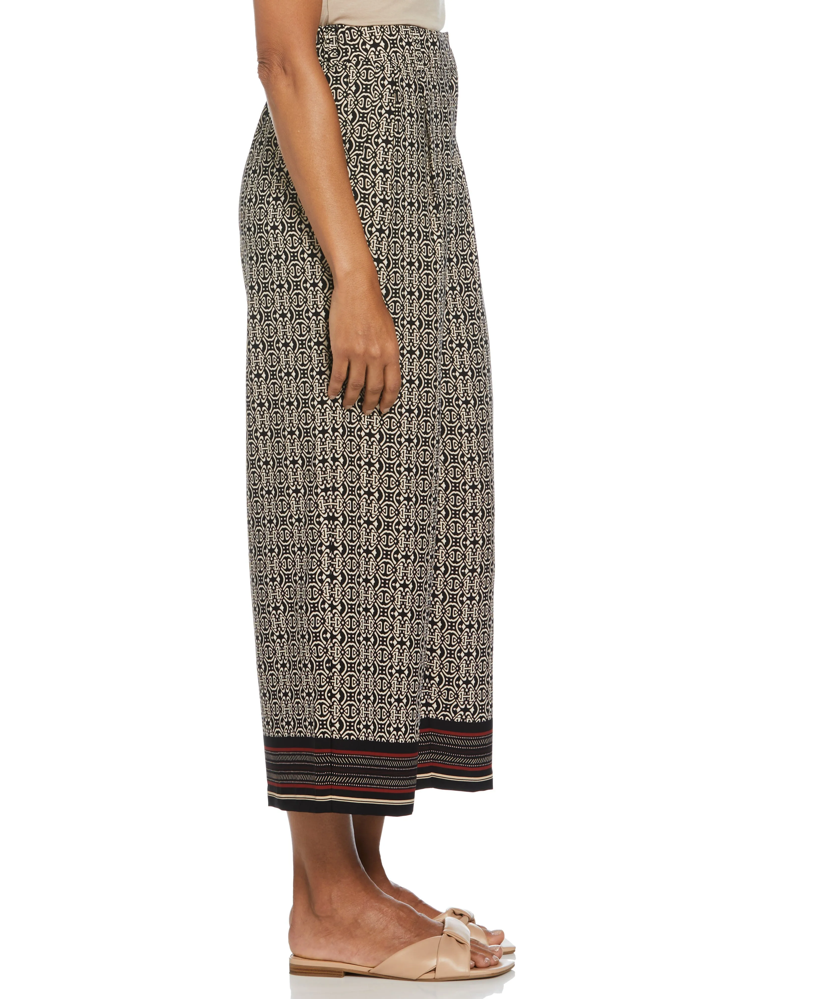 Medallion Print Wide Leg Crop Pant