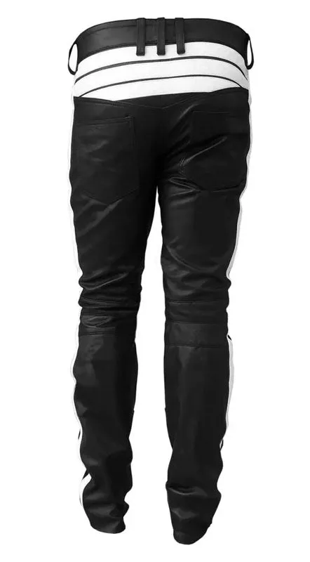 Men's Slim Fit Lambskin Leather Biker Pants