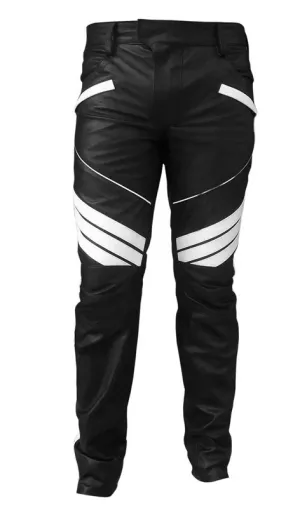 Men's Slim Fit Lambskin Leather Biker Pants