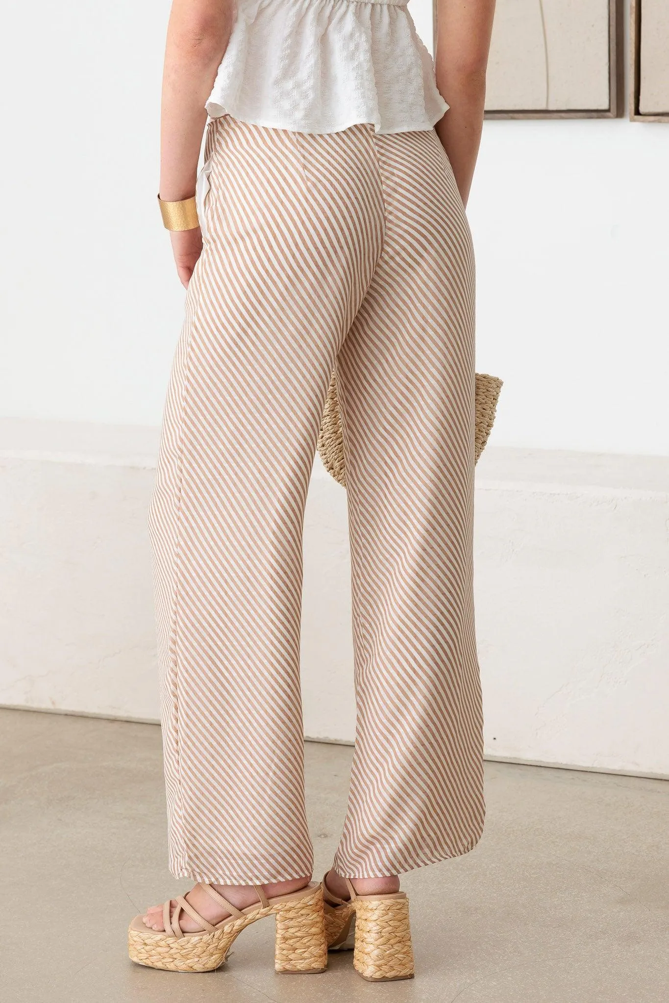 Mid Waist Stripe Sheer Palazzo Pants