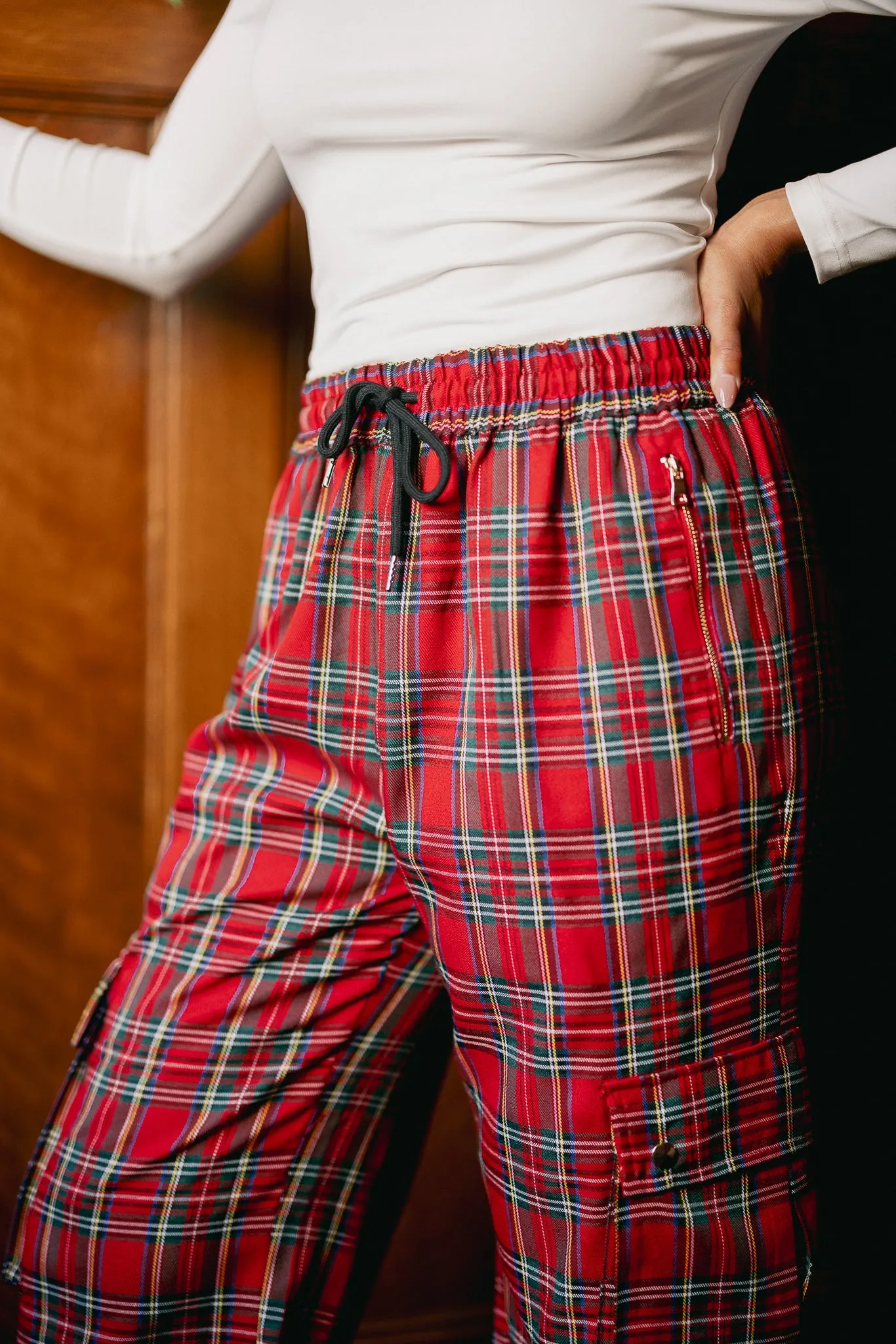 Nicole Cargo Pants in Holiday Plaid - FINAL SALE