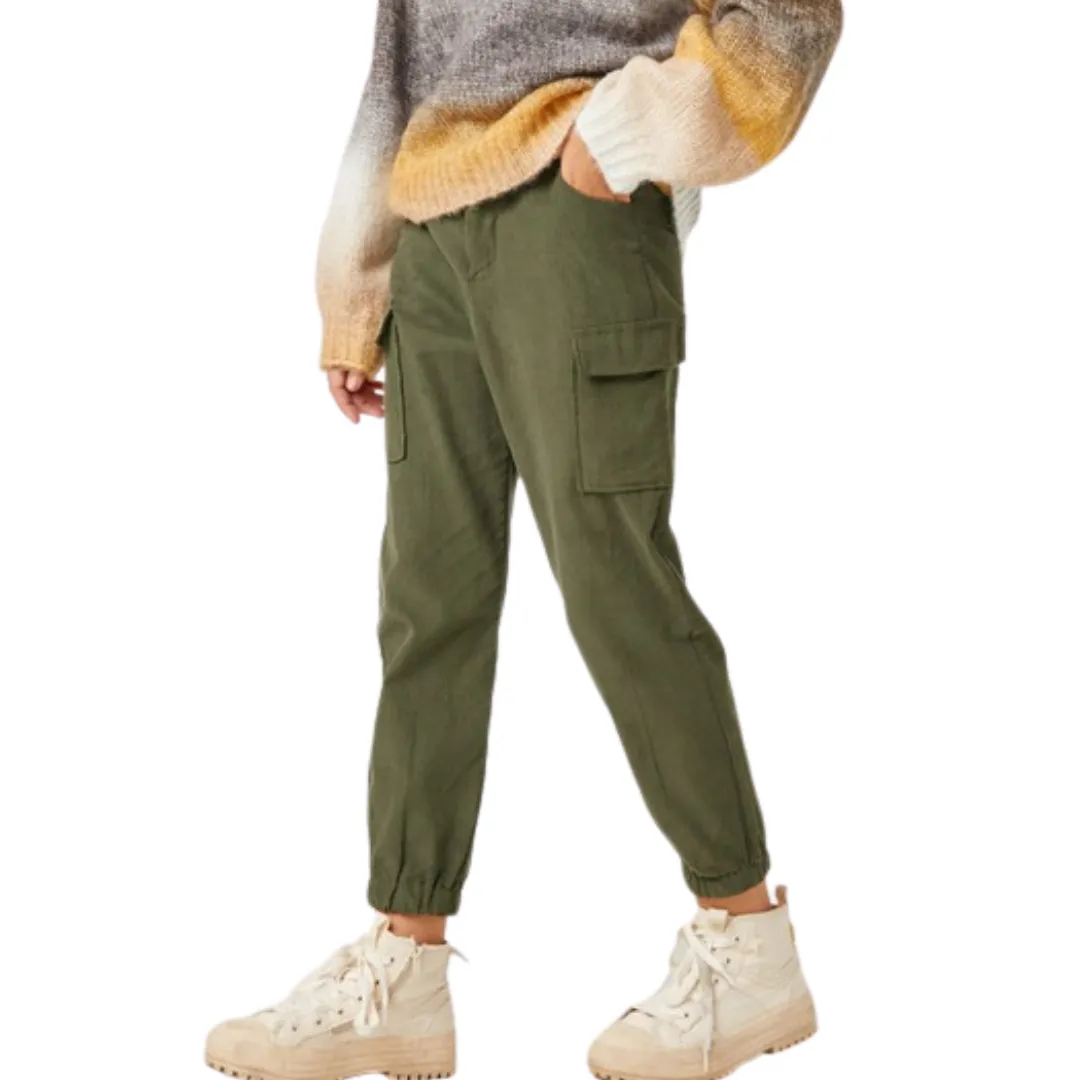 Olive Corduroy Cargo Joggers