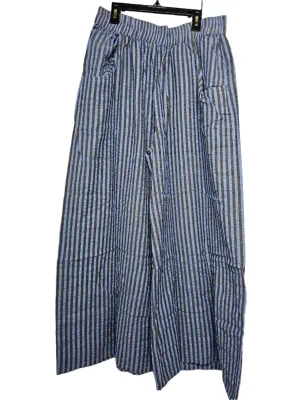 Pants - Blue/Black stripe -Wide leg- side pocket- womens -loose fit -  CV115DOYLE