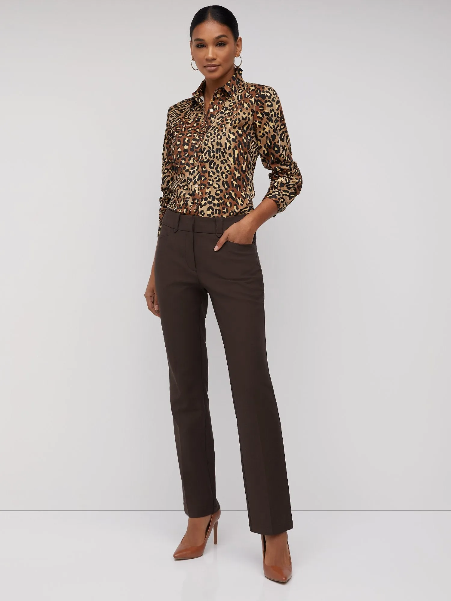 Petite Signature-Fit Mid-Rise Straight-Leg Pant - All Season Stretch