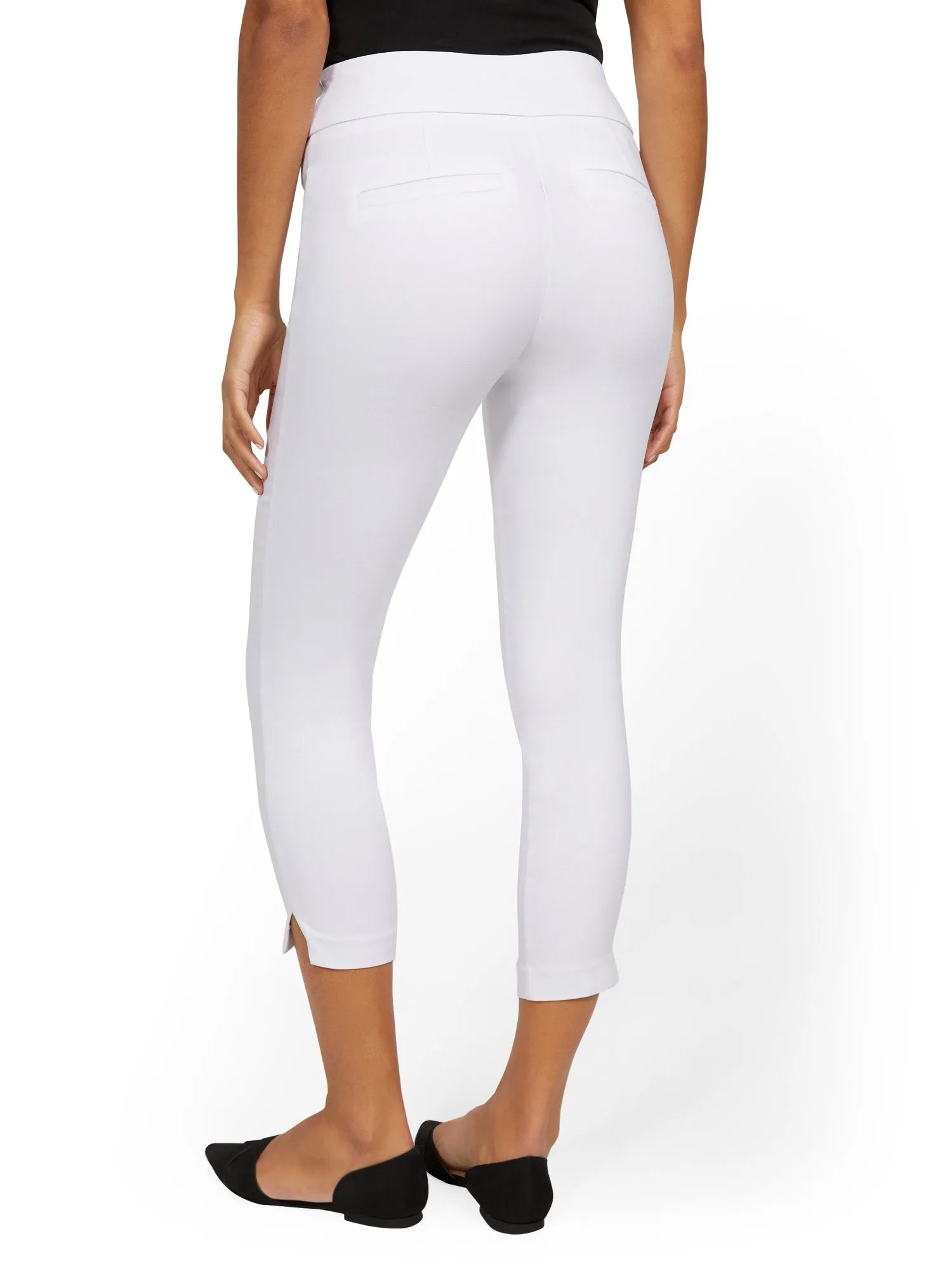 Petite Whitney High-Waisted Tummy Control Pull-On Slim-Leg Capri Pant - White