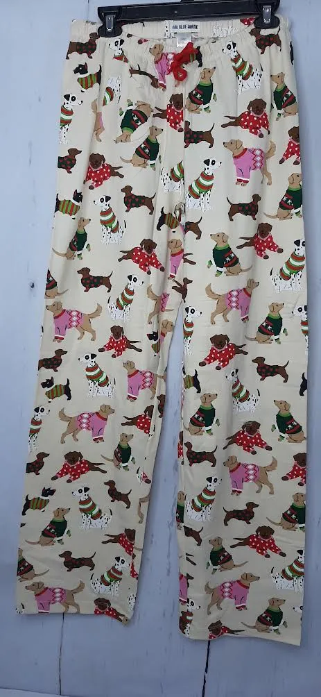 Pj Pants  Woofing  Cream Dog Print Christmas Women's Pachdo002