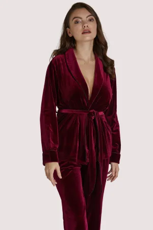 Playful Promises Velvet Wine Red Pyjama Set