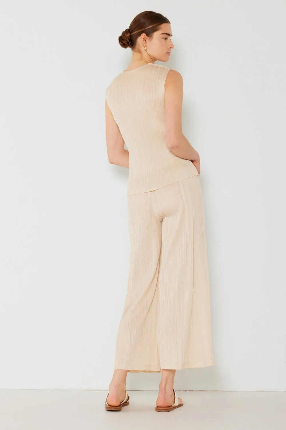 Pleated Wide-Leg Pants with Side Pleat Detail