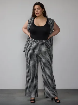 Plus Mini Gingham Pleated Pant