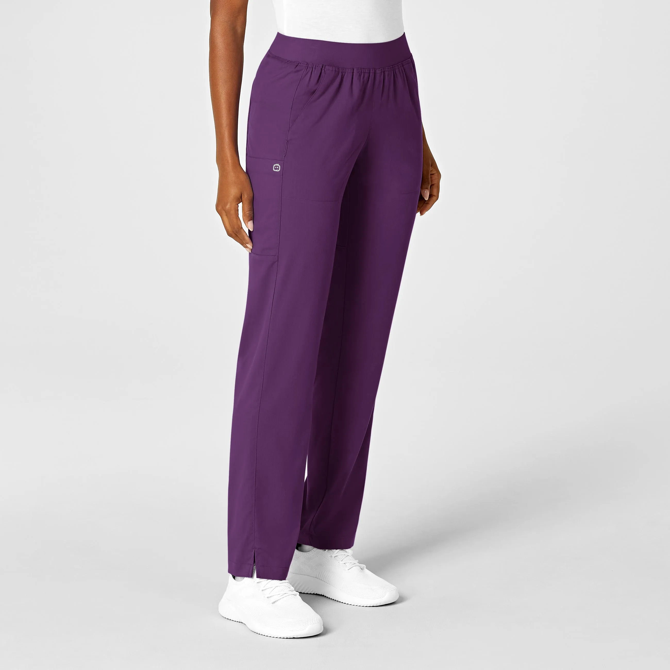 PRO Women's Knit Waist Cargo Scrub Pant - Eggplant