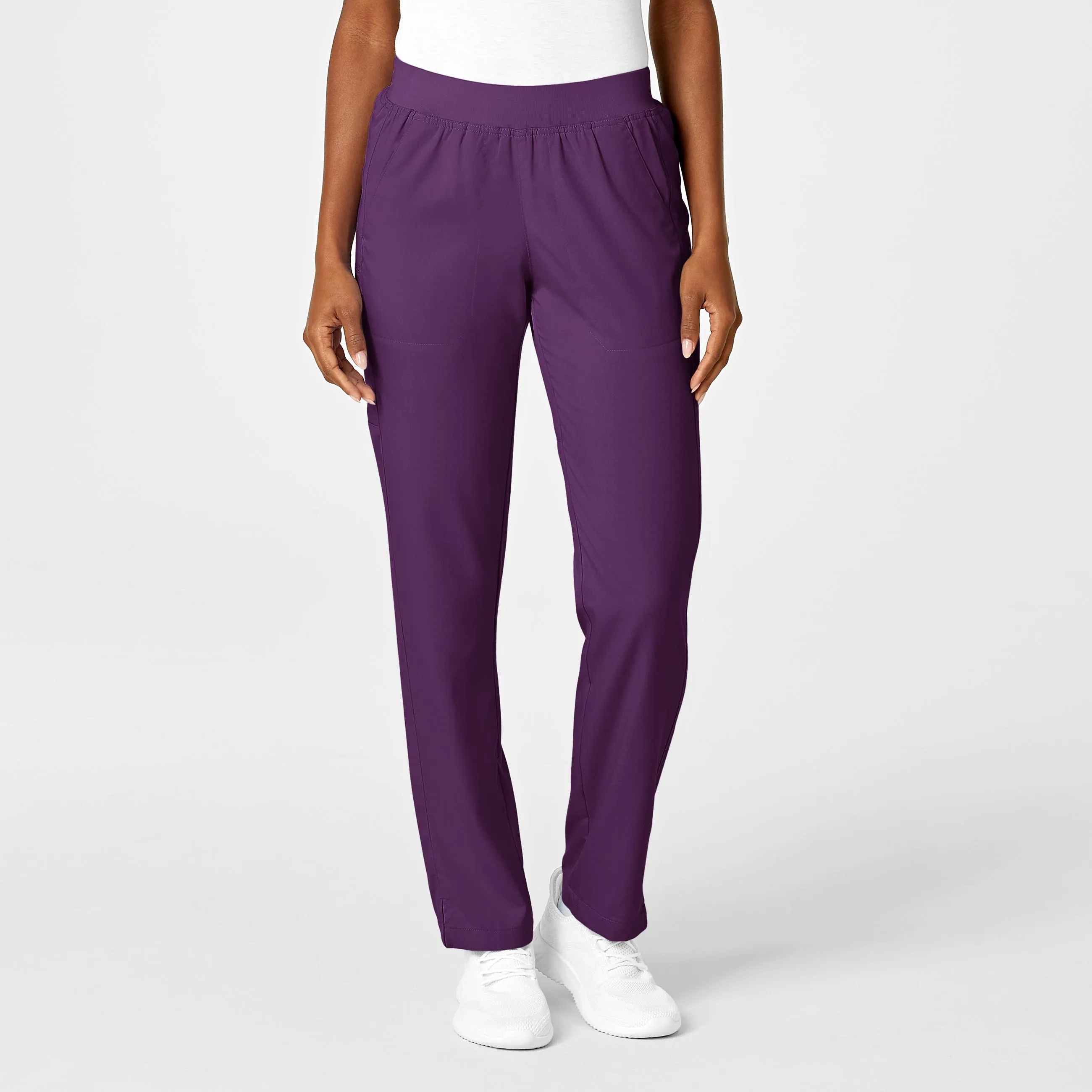 PRO Women's Knit Waist Cargo Scrub Pant - Eggplant