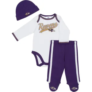 Ravens Baby Onesie, Footed Pant & Cap