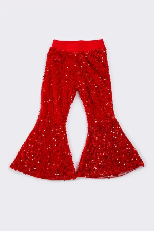 Red sequin bell pants