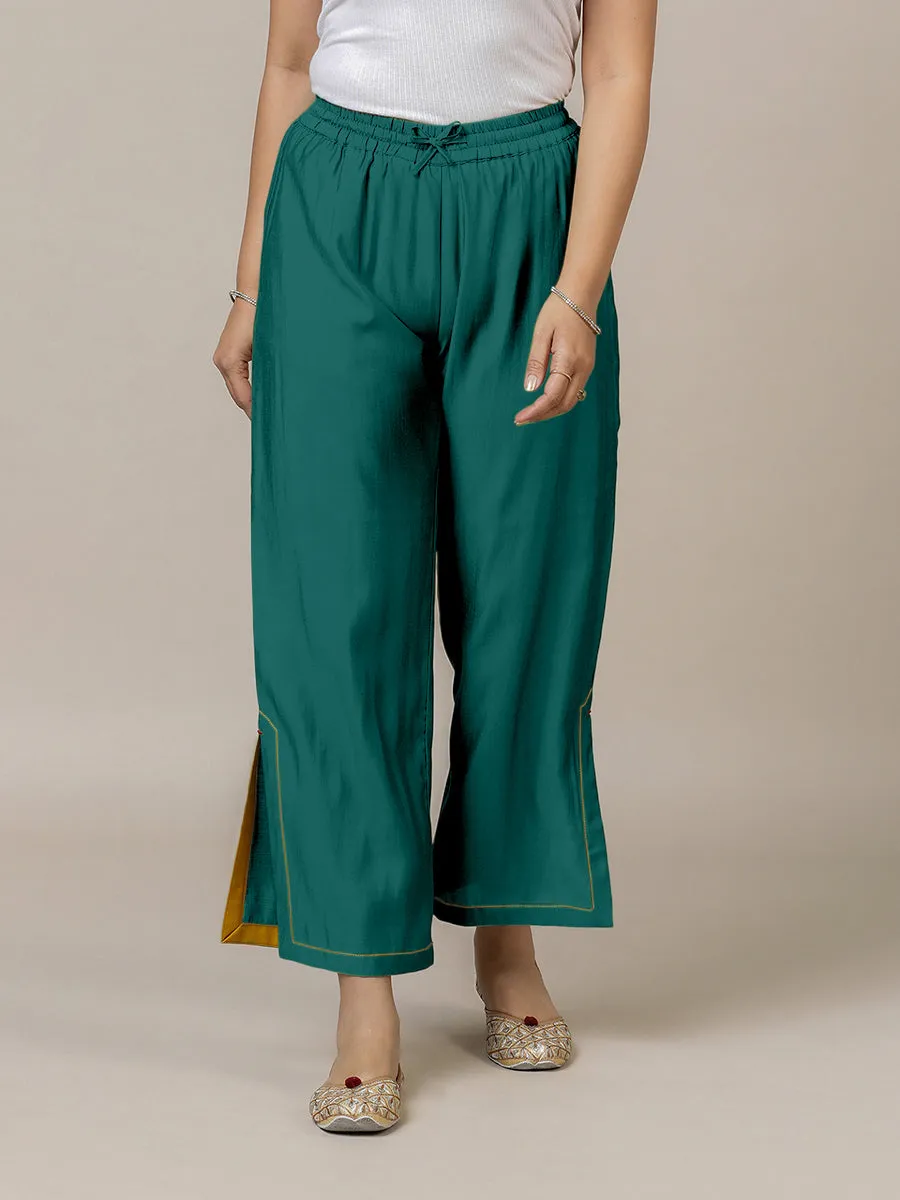 Saba x Rozaana | Peacock Green Cotton Silk Pants