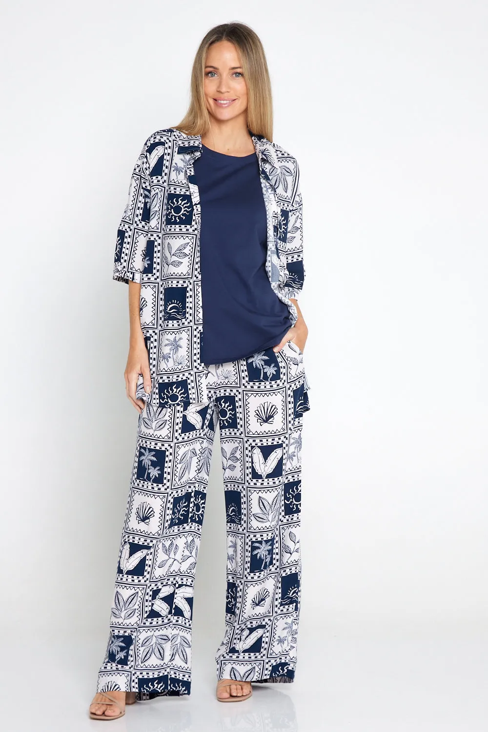 Seabreeze Pants - Navy/White Postcard