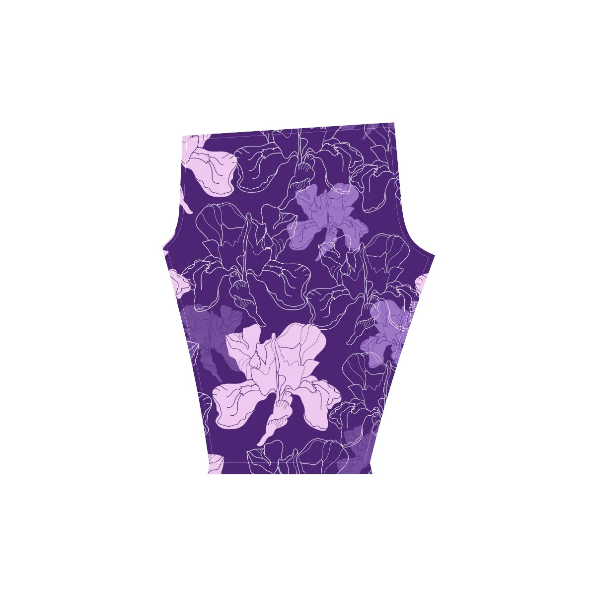 Seamless Pattern with Flowers Women's Low Rise Capri Leggings (Invisible Stitch)