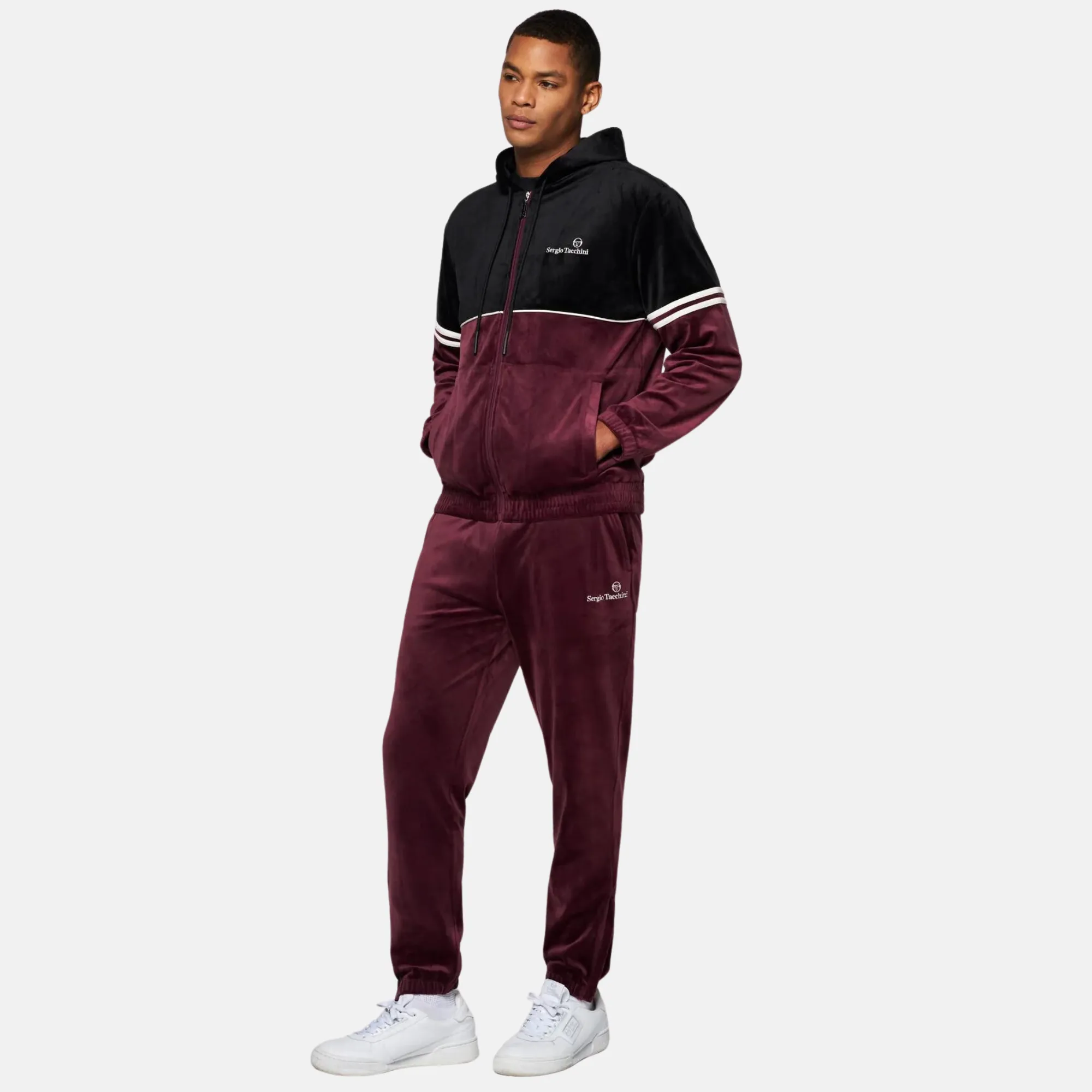 Sergio Tacchini Scopeto Burgundy Velour Pants