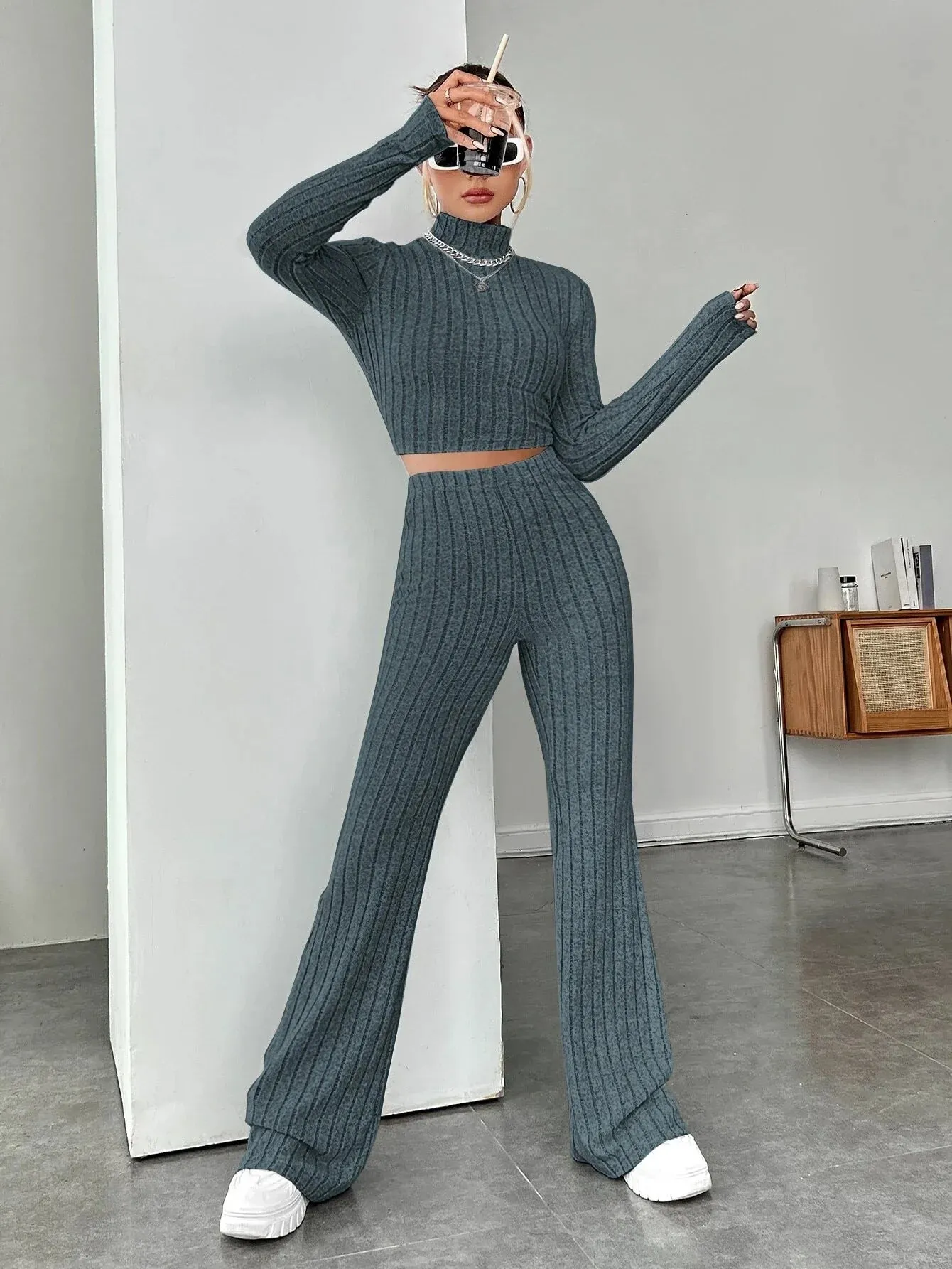 SHEIN EZwear Flare Leg Pants (Only Pants)