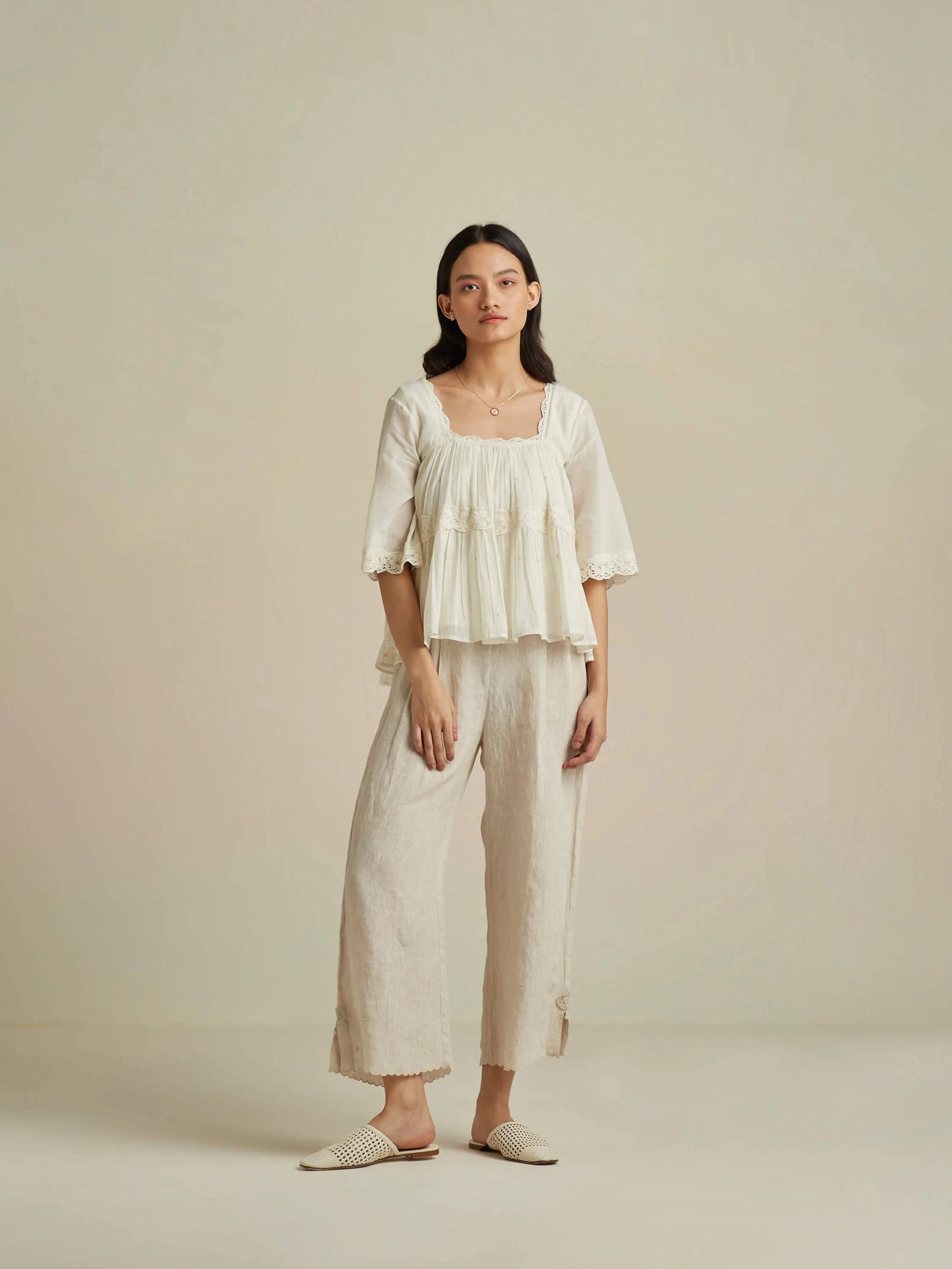 Silver Inlay Linen Pants