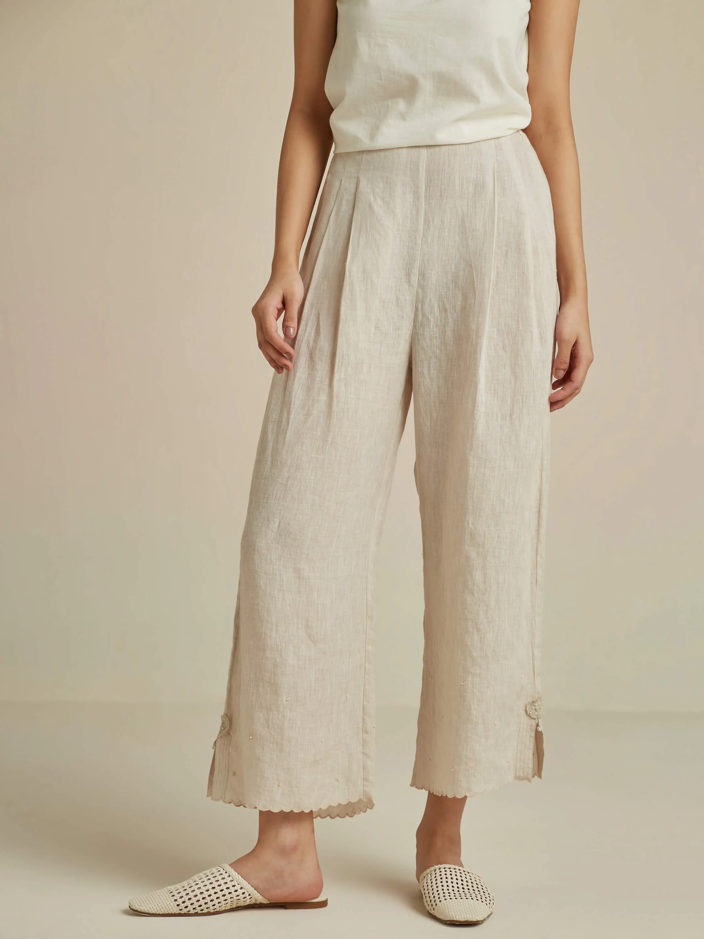 Silver Inlay Linen Pants