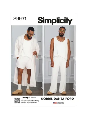 Simplicity Pattern 9931 Men's Robe, Knit Tank Top, Pants and Shorts