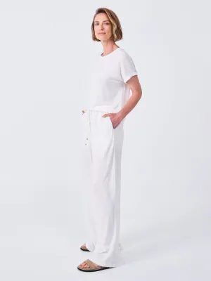 Slub Linen Wide Leg Pant - Cream