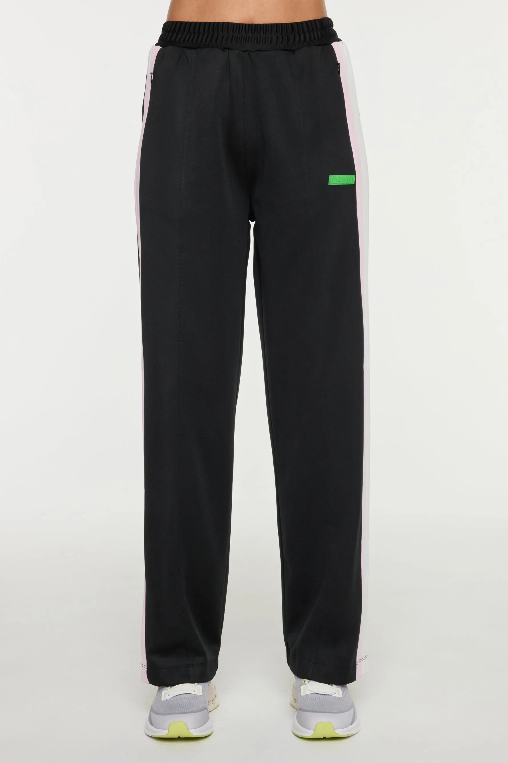 Sporty Jersey Straight Leg Pants - Black