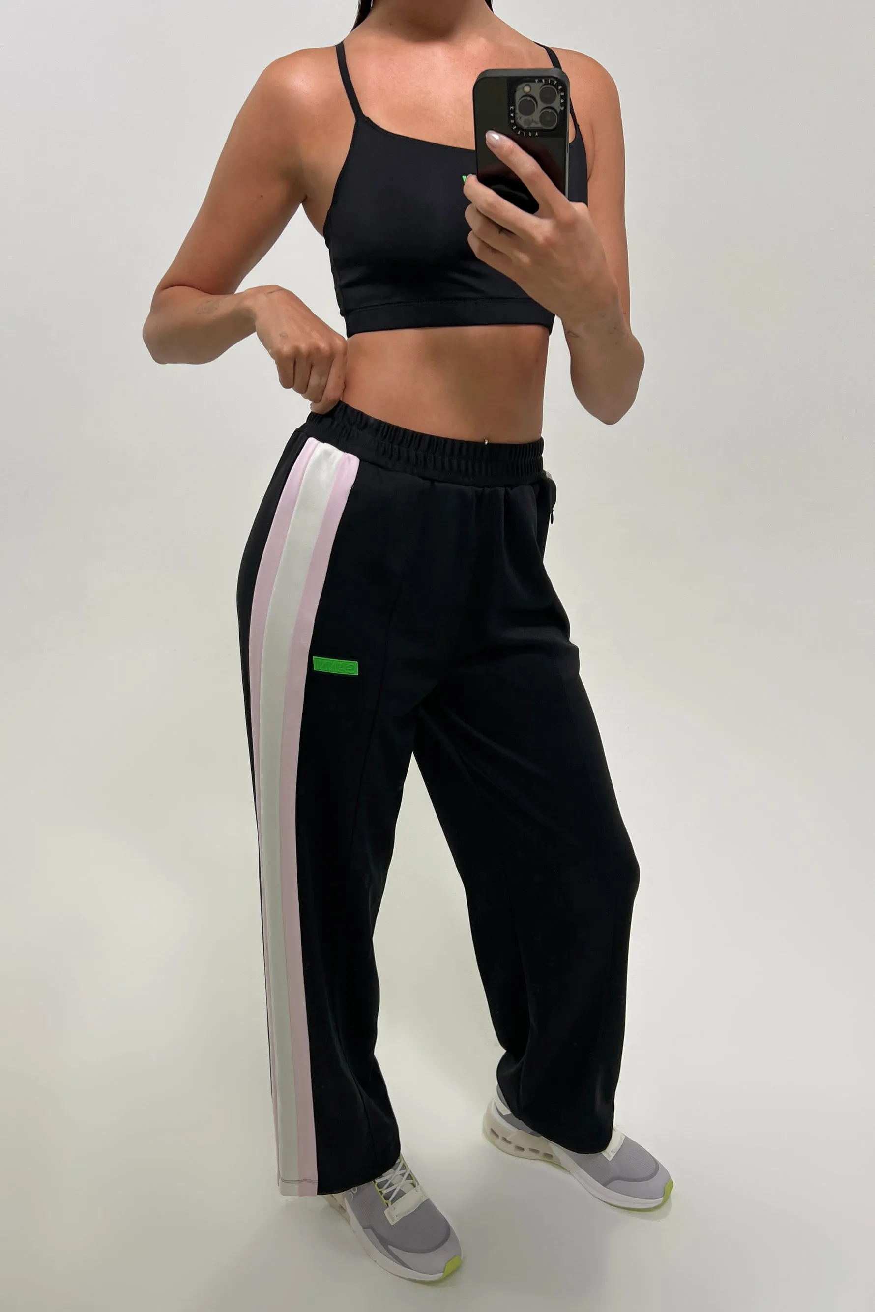 Sporty Jersey Straight Leg Pants - Black