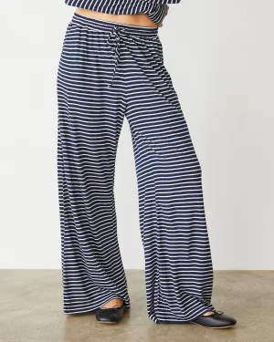 Stripe Jersey Wide Leg Pant