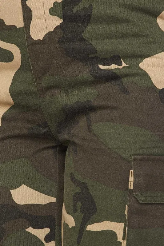 THE MYSTYLEMODE CAMO HIGH WAISTED CARGO PANTS