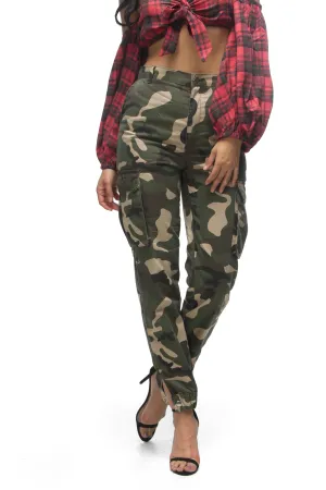 THE MYSTYLEMODE CAMO HIGH WAISTED CARGO PANTS