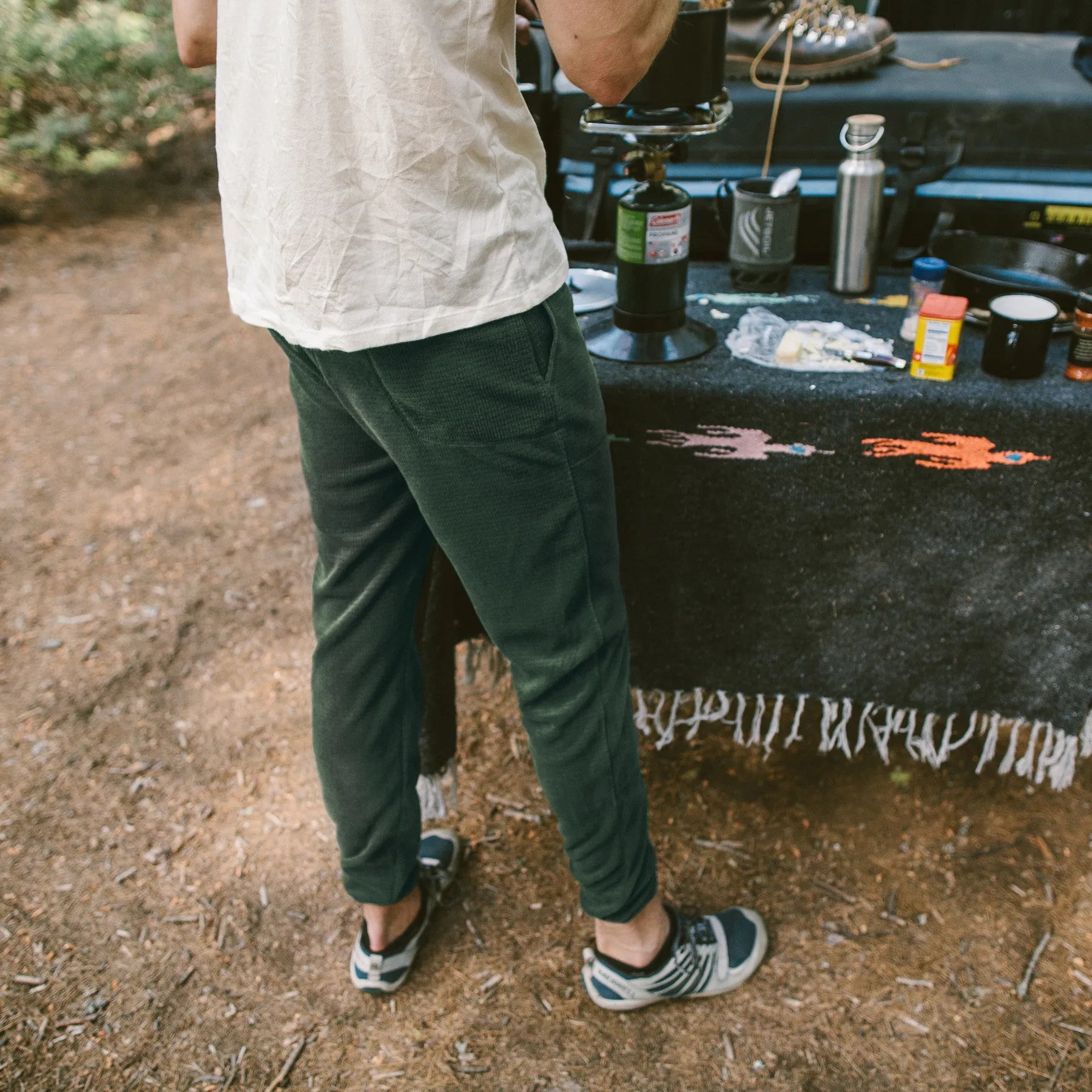 The Pack Pant in Olive Polartec Fleece