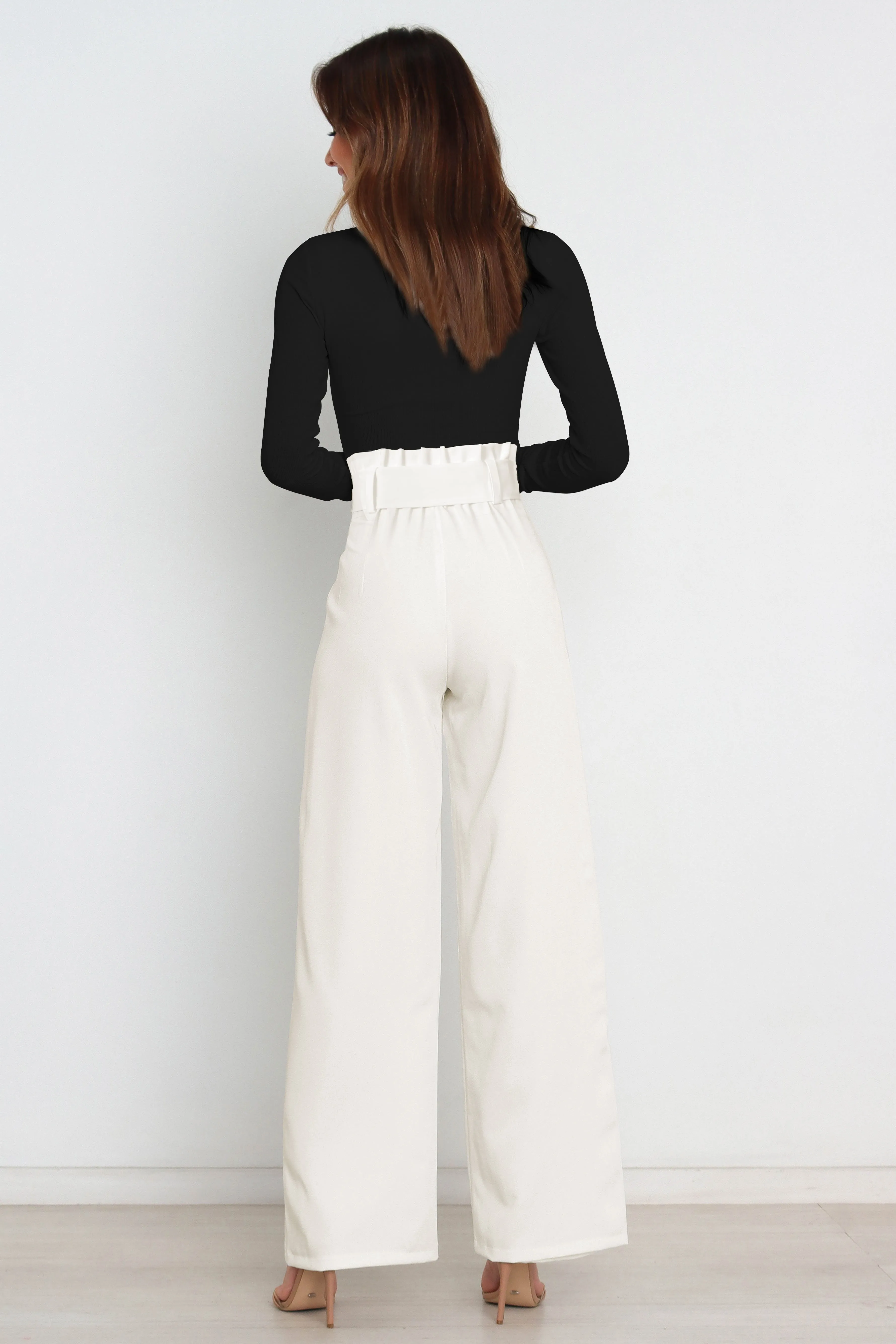 Tie Front Paperbag Wide Leg Pants