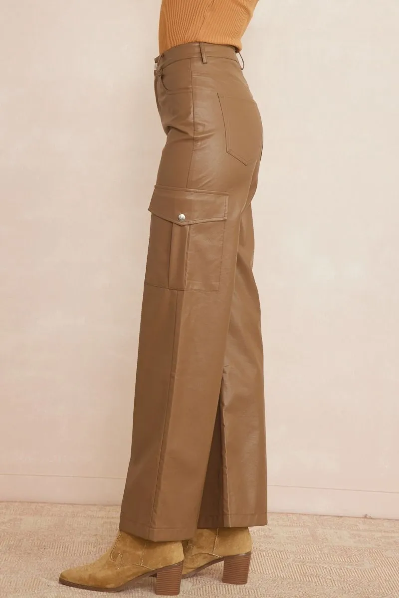 Utility faux leather high-waisted pants