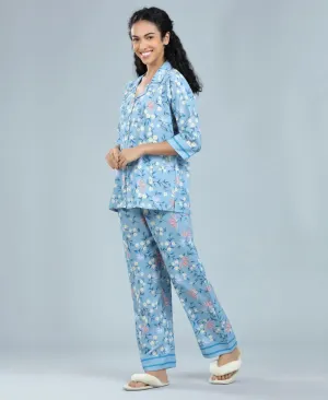 Velure Blossom Printed Satin Night Suit for women