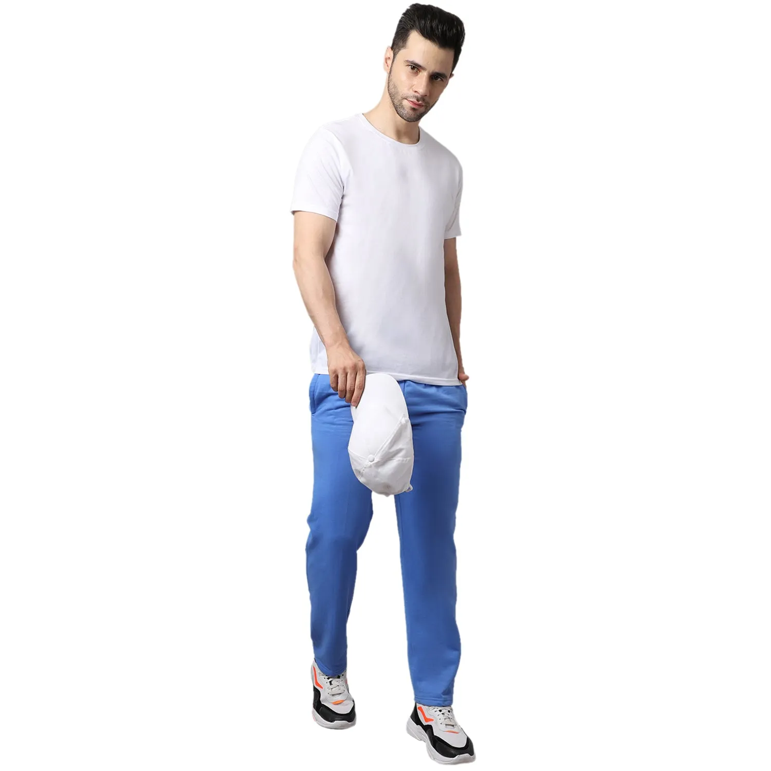 Vimal Jonney Fleece Regular-Fit Sky Blue Cotton Trackpant for Men