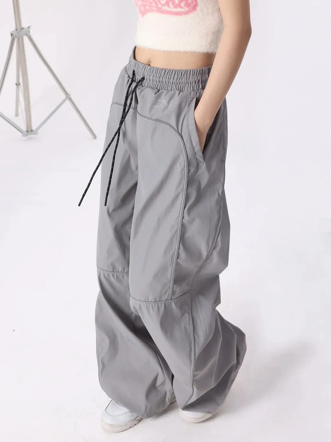 Women Reflective Stylish Stripe Baggy Sweatpants